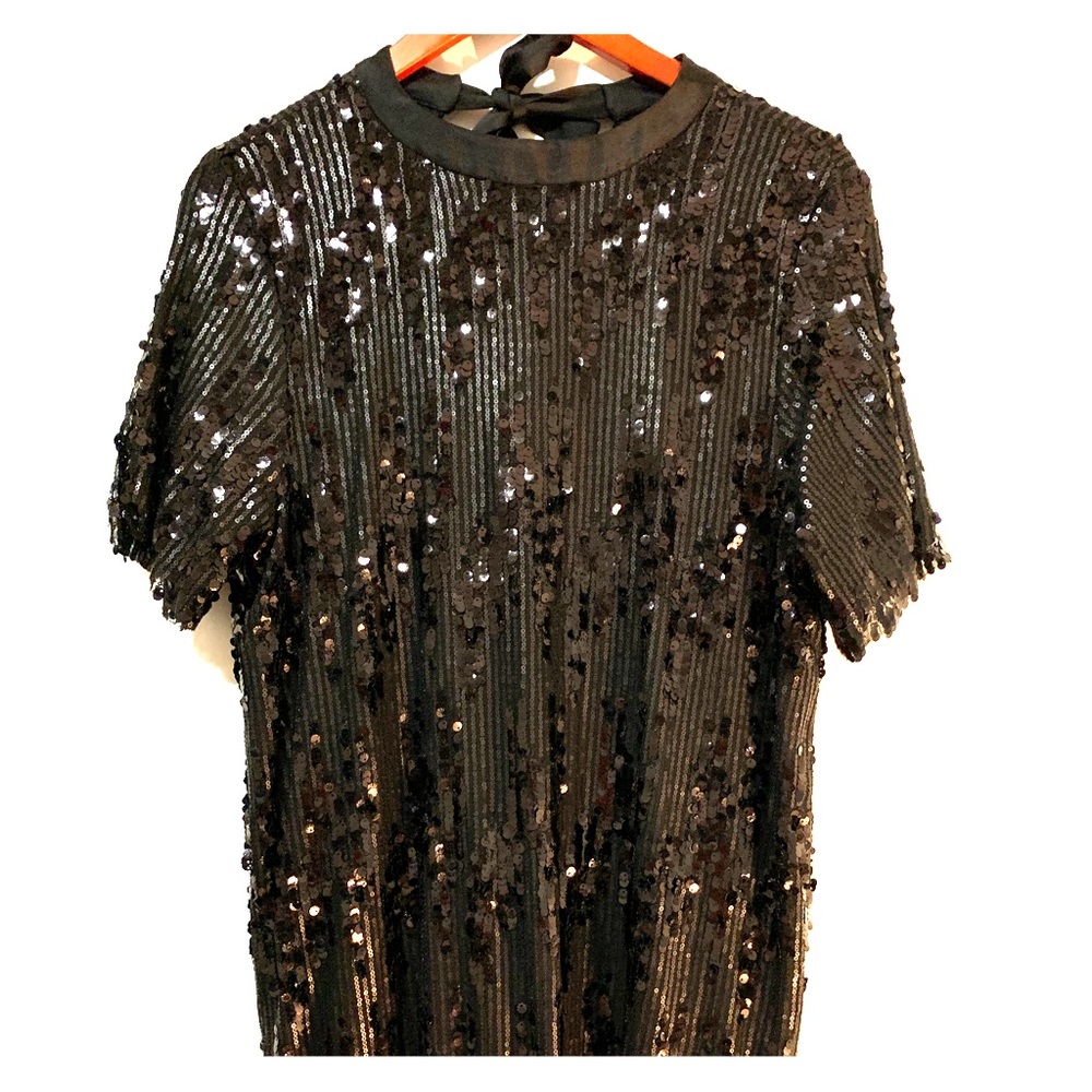 Zara black sequin shift dress